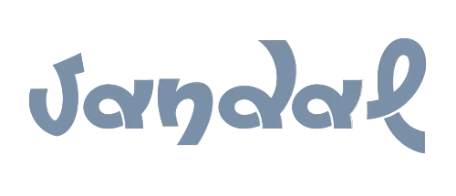 Decorative text 'Vandal' in a stylized font on a light gray background
